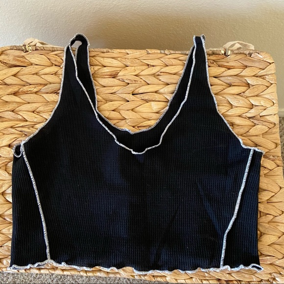 SOLD NWOT waffle knit cropped lettuce tank - Picture 3 of 5